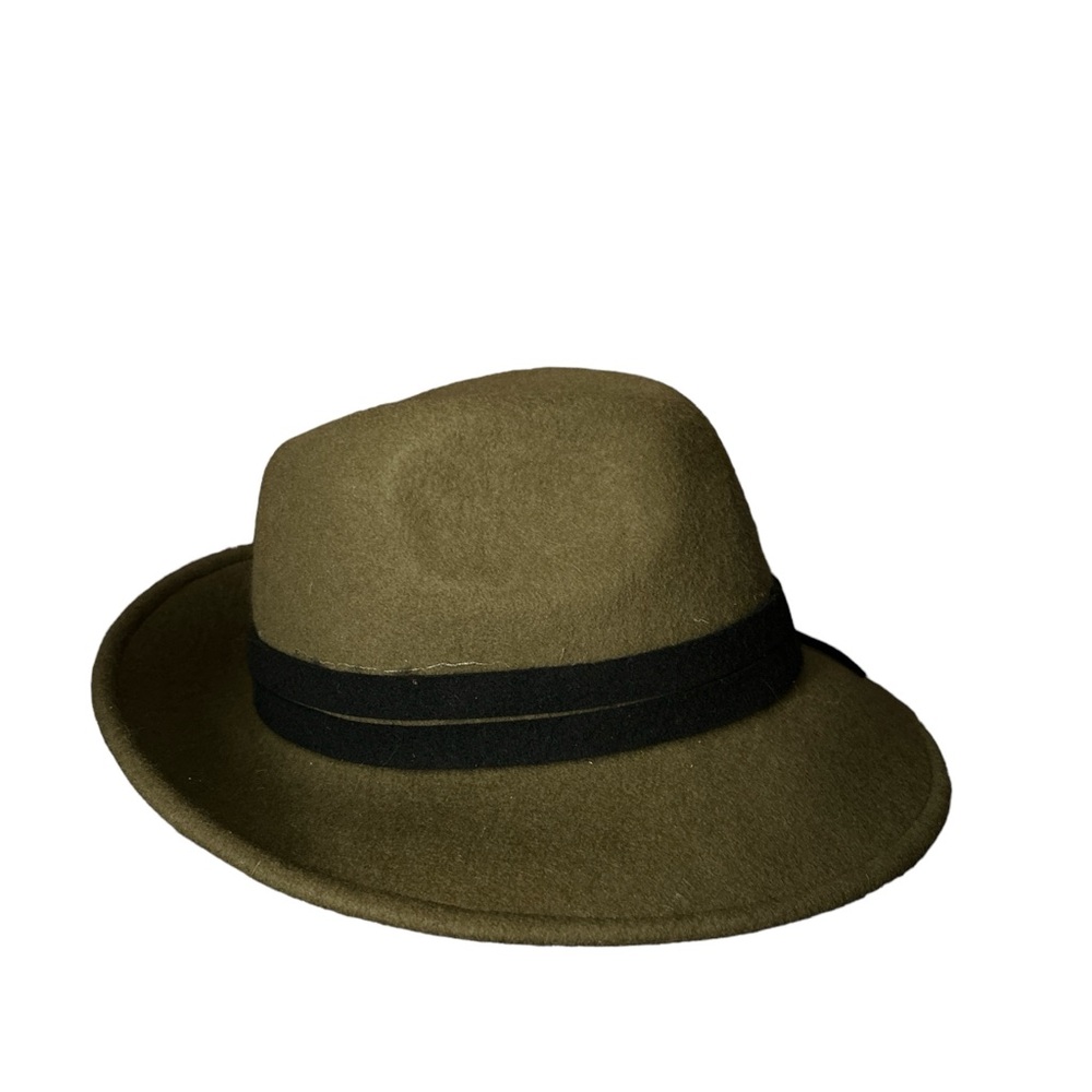 Olive Green Felted Wool Fedora OSFM - Picture 3 of 9